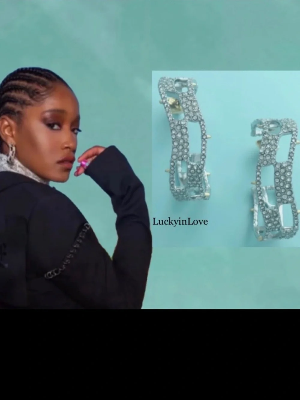 ALEXIS BITTAR • Silver Crystal Georgian Checkerboard Wavy Hoop Earrings
